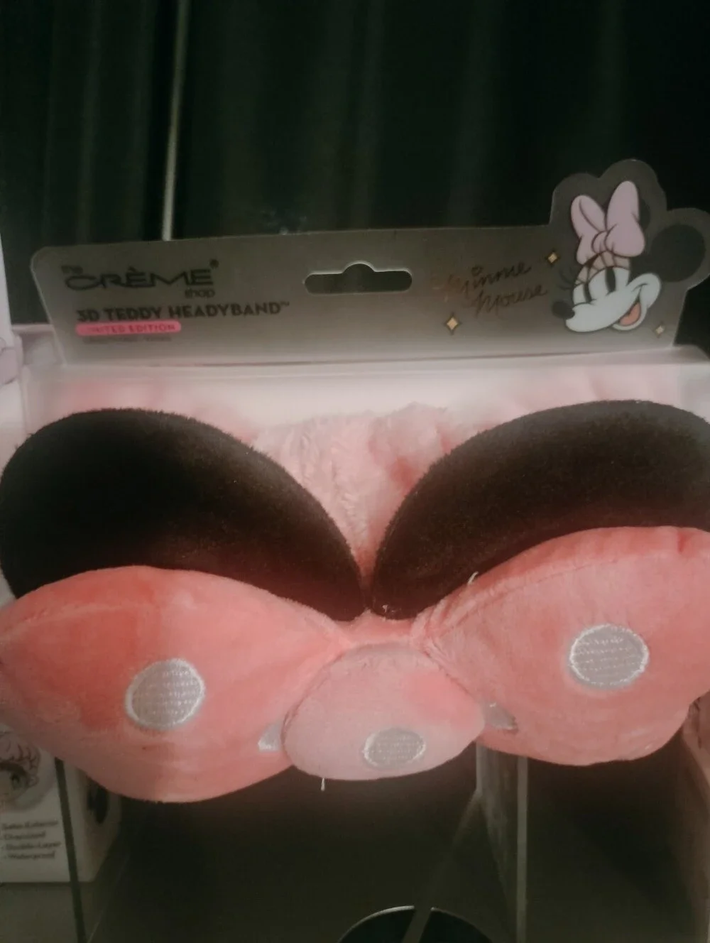 3 Pc Bundle Crème Shop Minnie Pink Bow Headband , Shower Cap & Sponge